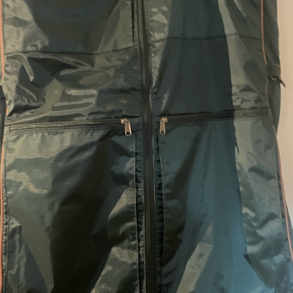 Vintage Eddie Bauer Green Garment Bag with Brown Trim - Picture 5 of 15